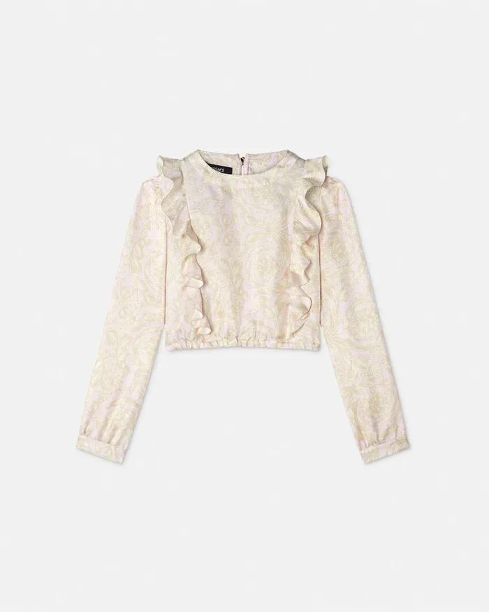 Versace Shirts and Tshirts Kids Barocco Silk Top White