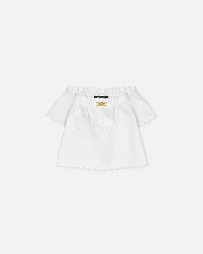 Versace Shirts and Tshirts Kids Embroidered Sangallo Baby Shirt White