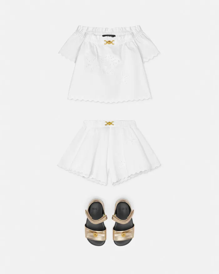 Versace Shirts and Tshirts Kids Embroidered Sangallo Baby Shirt White