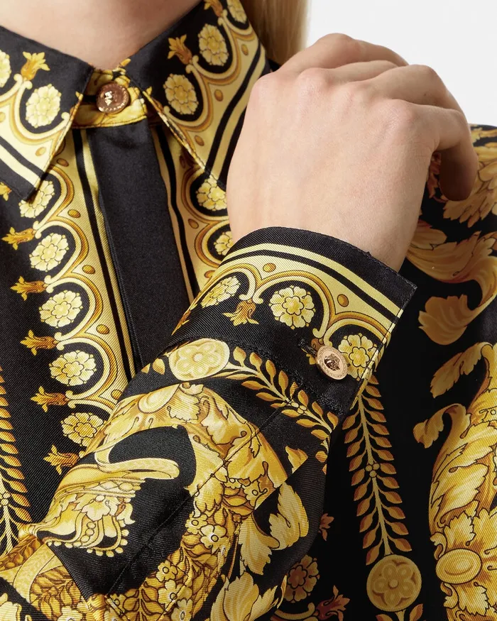 Versace Shirts and Tops Women Barocco Silk Shirt Blackprint
