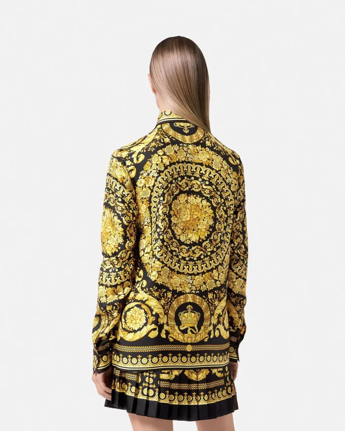 Versace Shirts and Tops Women Barocco Silk Shirt Blackprint
