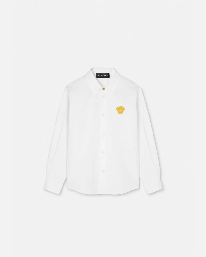 Versace Shirts Kids Embroidered Formal Shirt Whiteprint