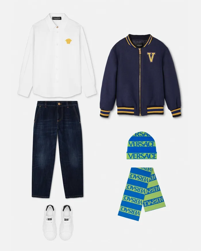 Versace Shirts Kids Embroidered Formal Shirt Whiteprint