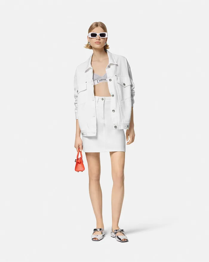 Versace Skirts Women ALine Denim Skirt White