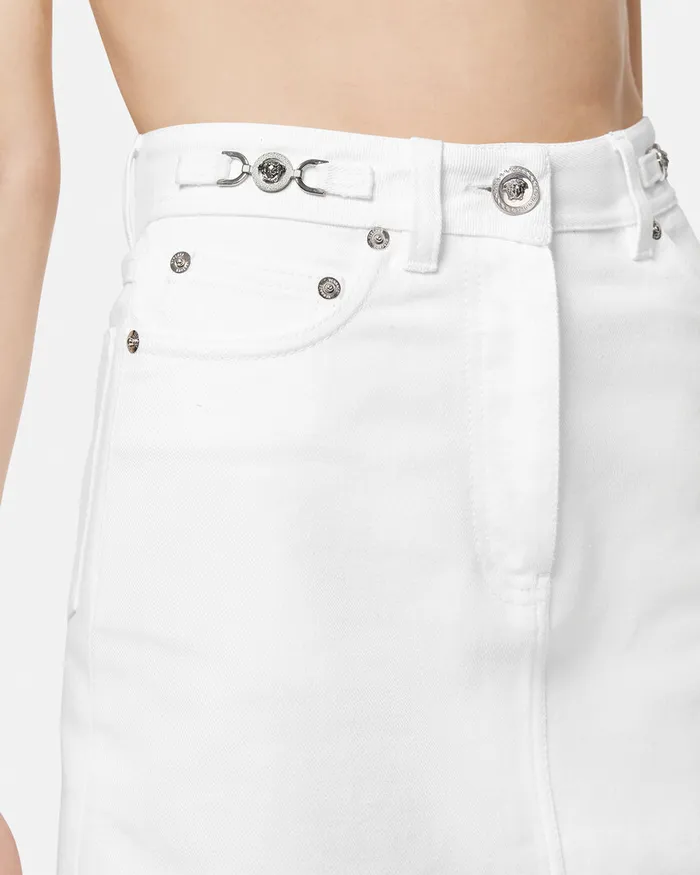 Versace Skirts Women ALine Denim Skirt White