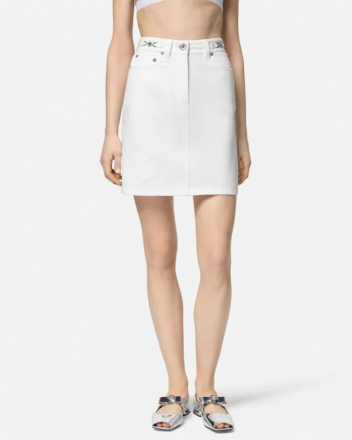 Versace Skirts Women ALine Denim Skirt White