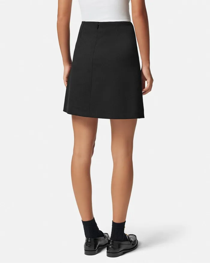 Versace Skirts Women Safety Pin ALine Wool Mini Skirt Black