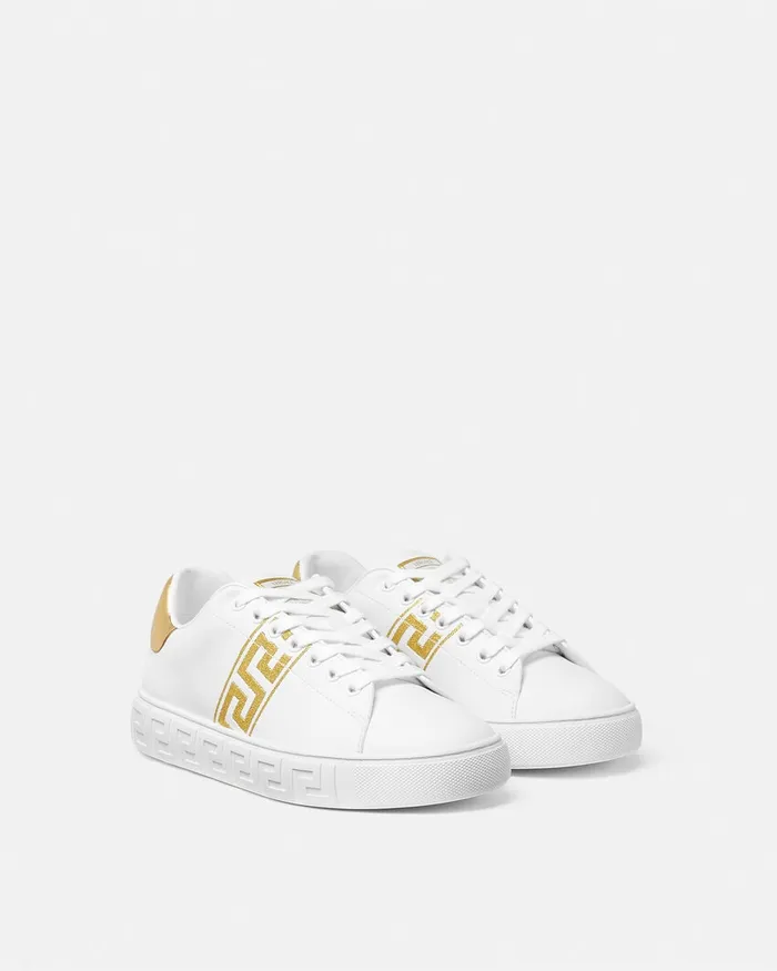 Versace Sneakers Women Embroidered Greca Sneakers Whiteprint
