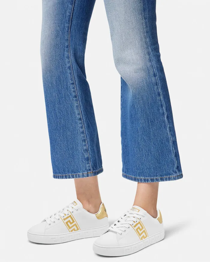 Versace Sneakers Women Embroidered Greca Sneakers Whiteprint
