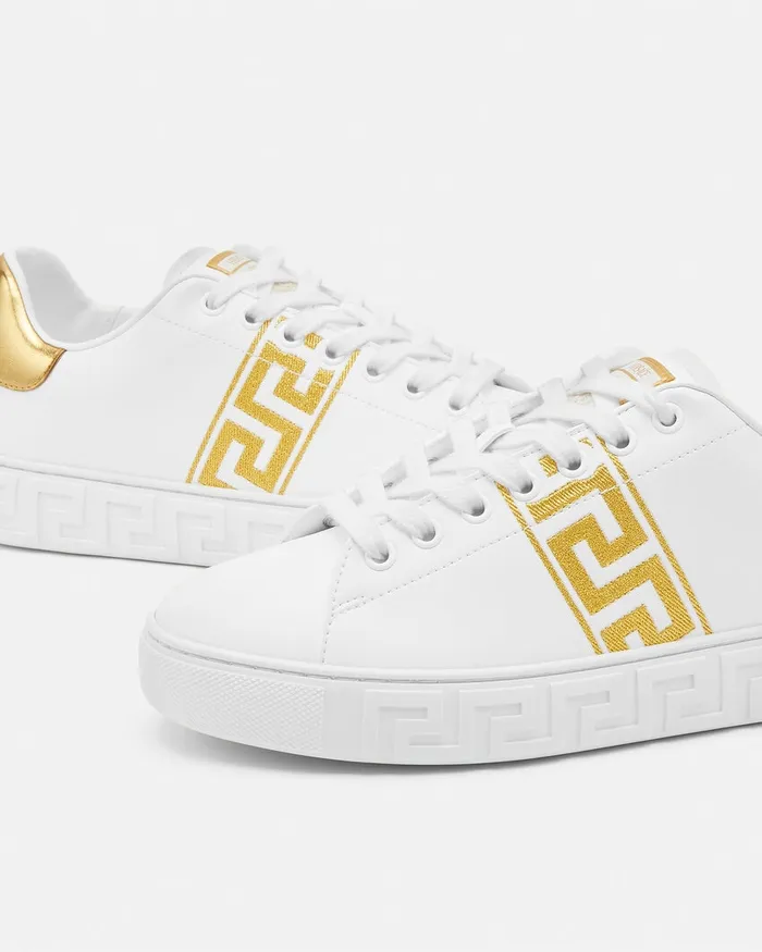 Versace Sneakers Women Embroidered Greca Sneakers Whiteprint