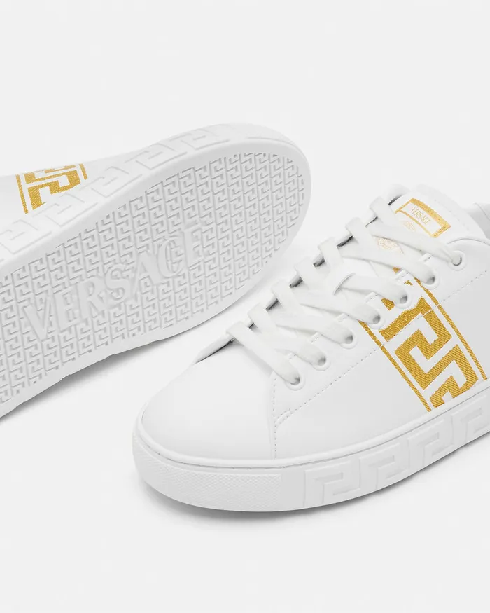 Versace Sneakers Women Embroidered Greca Sneakers Whiteprint