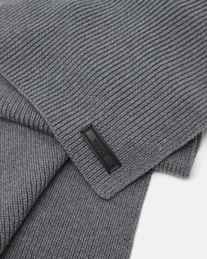 Versace Soft Accessories MenWomen Logo Knit Scarf Gray