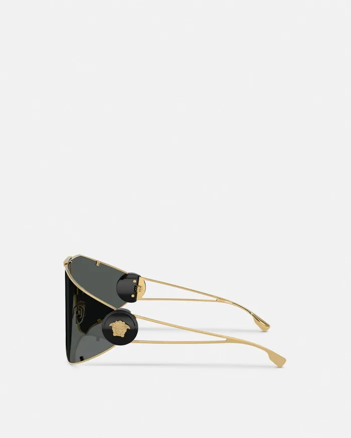 Versace Sunglasses Men Medusa Geometric Sunglasses Blackgold