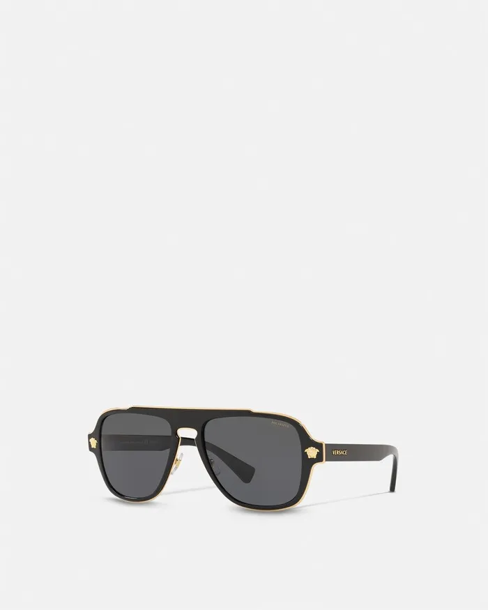 Versace Sunglasses Men Medusa Retro Charm Sunglasses Black