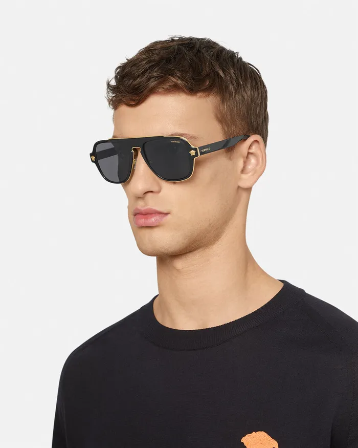 Versace Sunglasses Men Medusa Retro Charm Sunglasses Black