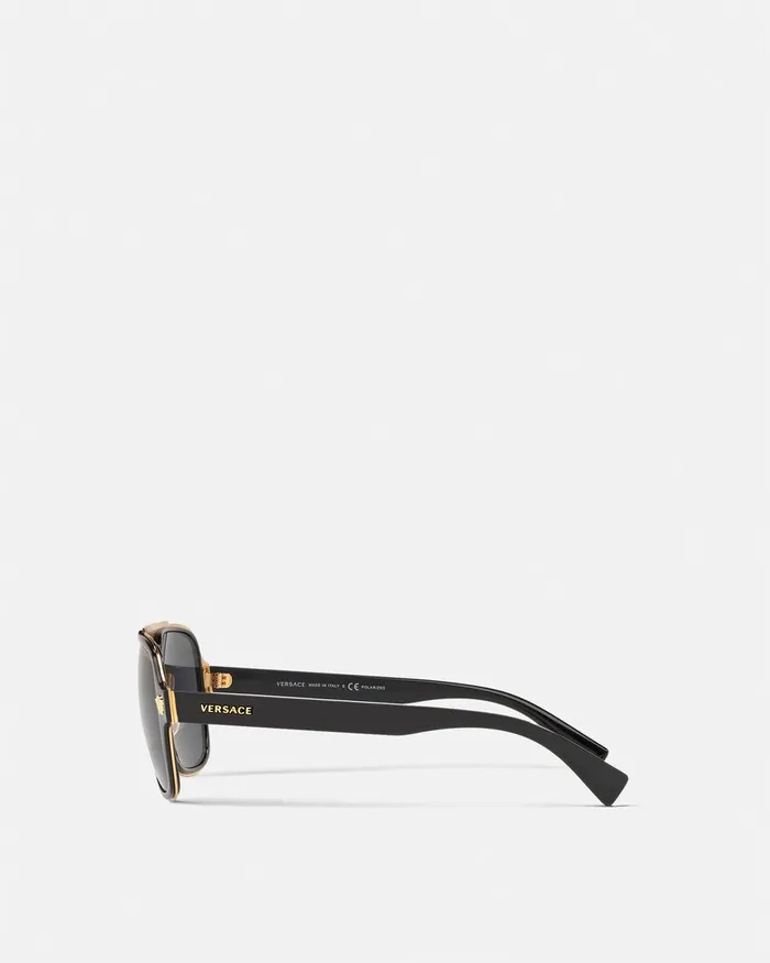 Versace Sunglasses Men Medusa Retro Charm Sunglasses Black