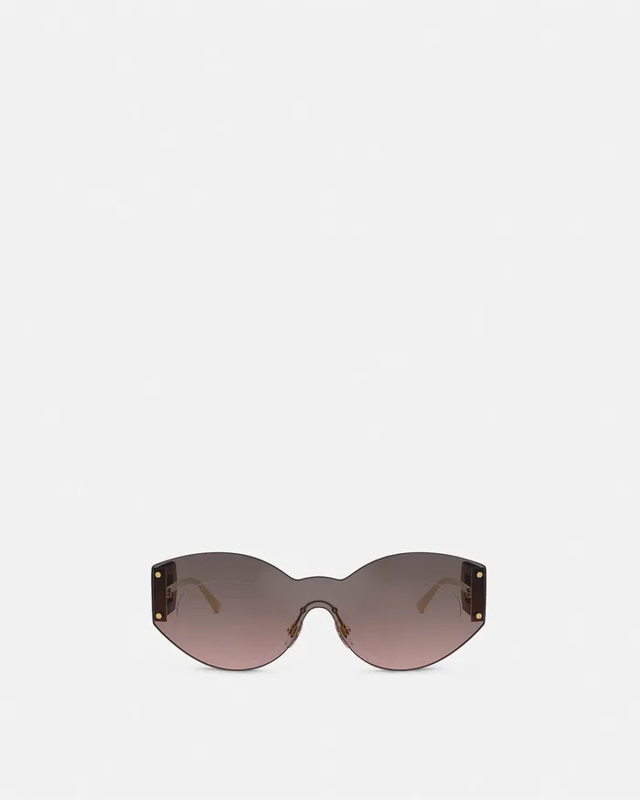 Versace Sunglasses Women Damier Plaque Shield Sunglasses Brown