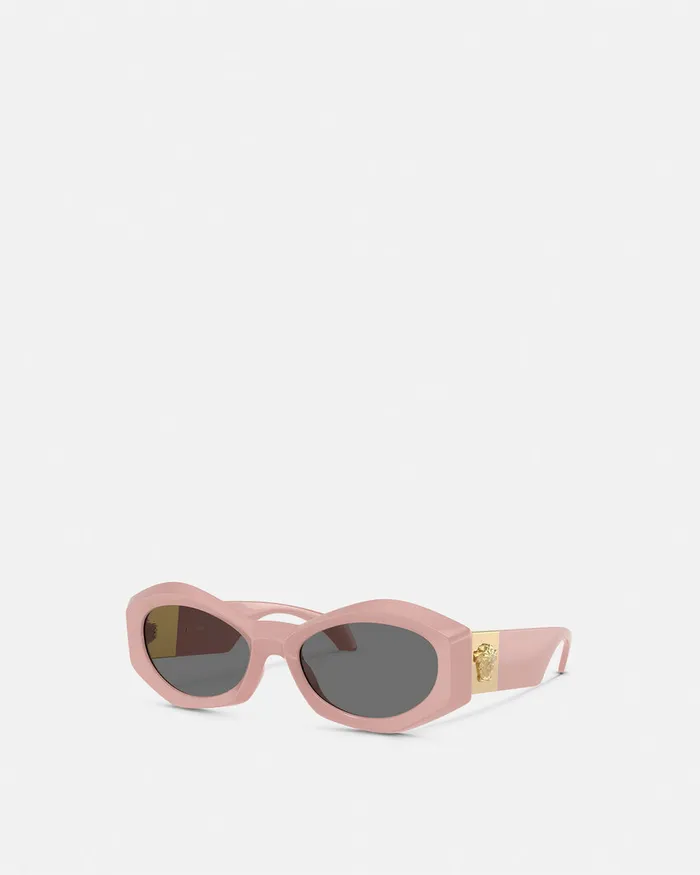 Versace Sunglasses Women Medusa Plaque Geometric Sunglasses Light Pink