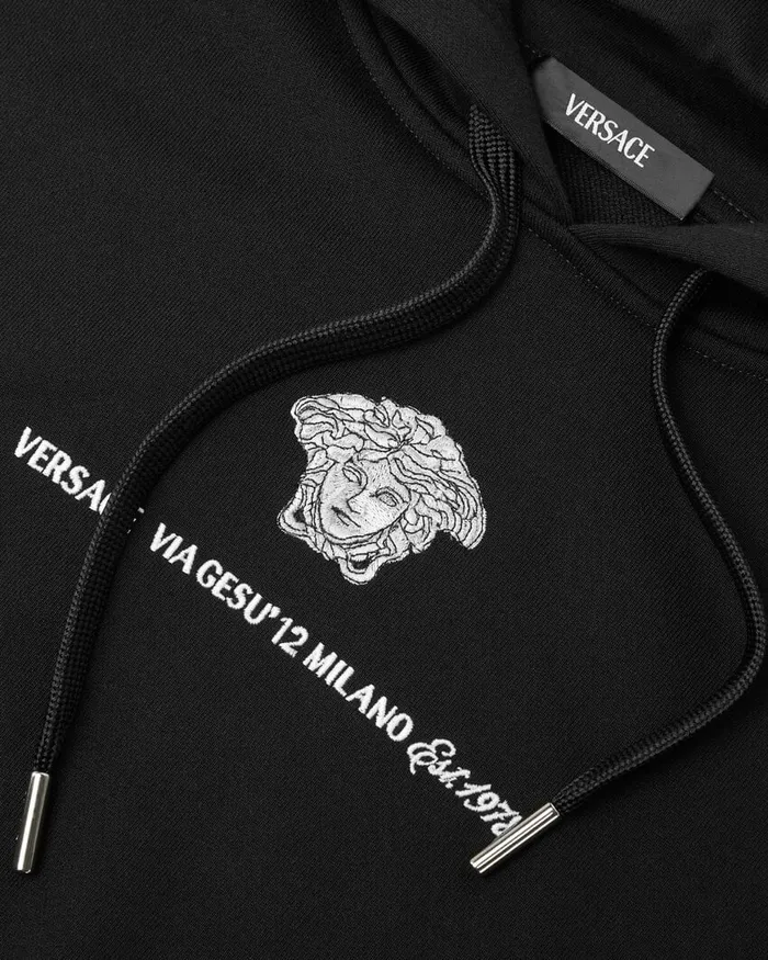 Versace Sweatshirts Men Medusa Milano Hoodie Black