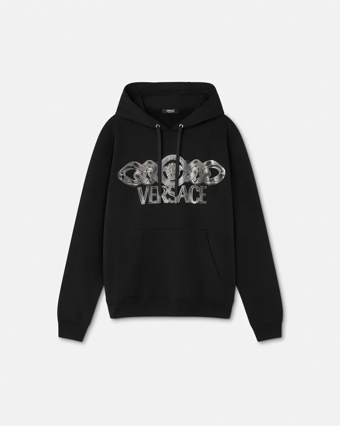 Versace Sweatshirts Men Medusa On Chain Hoodie Blackprint
