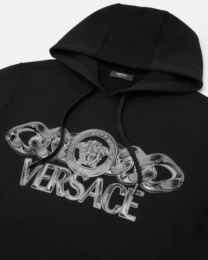 Versace Sweatshirts Men Medusa On Chain Hoodie Blackprint