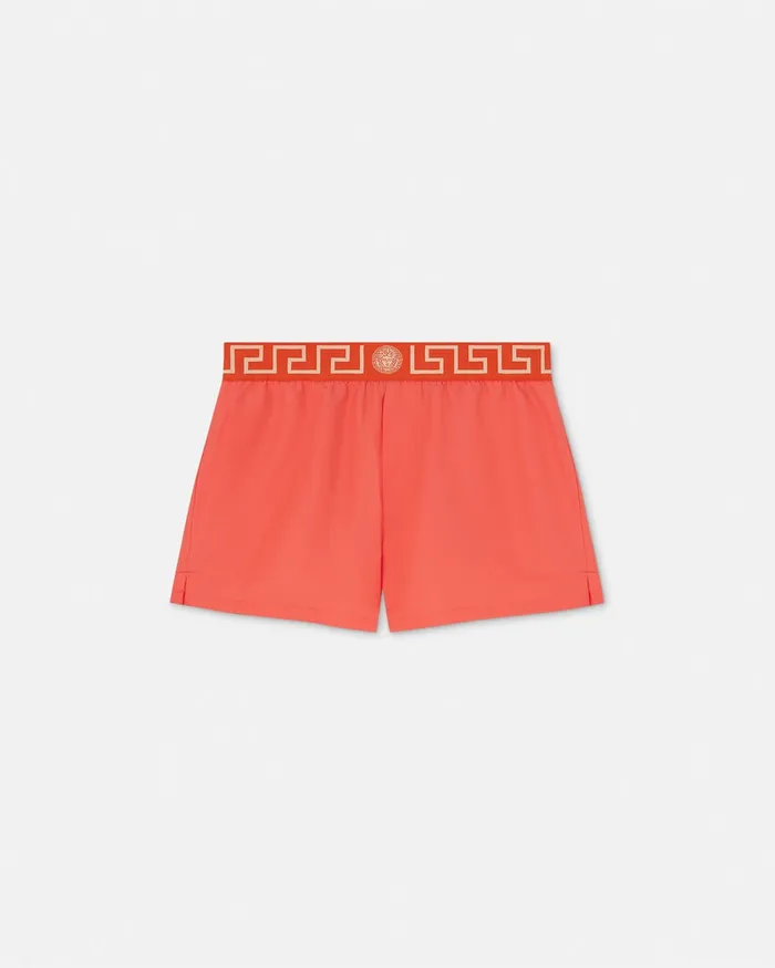 Versace Swimwear Men Greca Border Swim Shorts Red