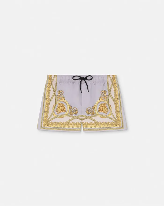 Versace Swimwear Men La Coupe Des Dieux Swim Shorts Grayprint