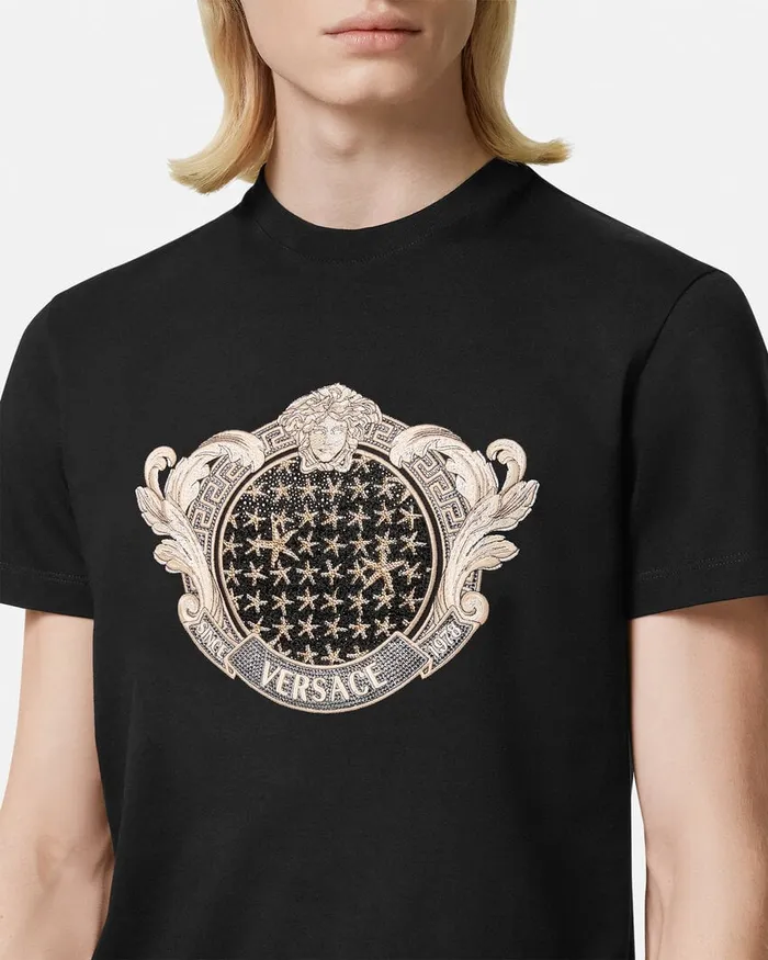 Versace TShirts and Polos Men Crystal Starfish Blason TShirt Black