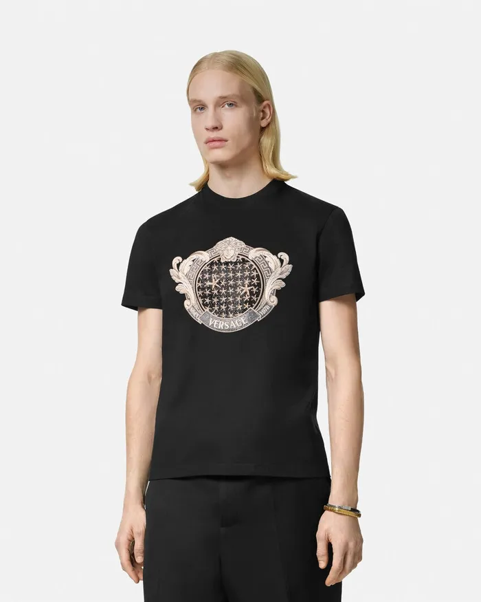 Versace TShirts and Polos Men Crystal Starfish Blason TShirt Black