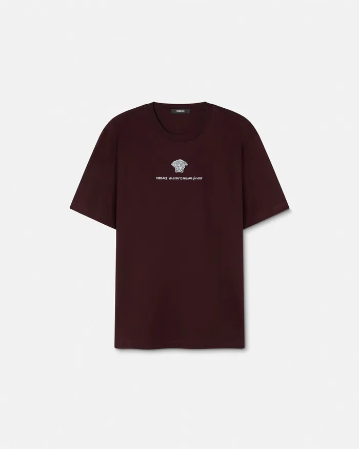 Versace TShirts and Polos Men Embroidered Medusa Milano TShirt Brown