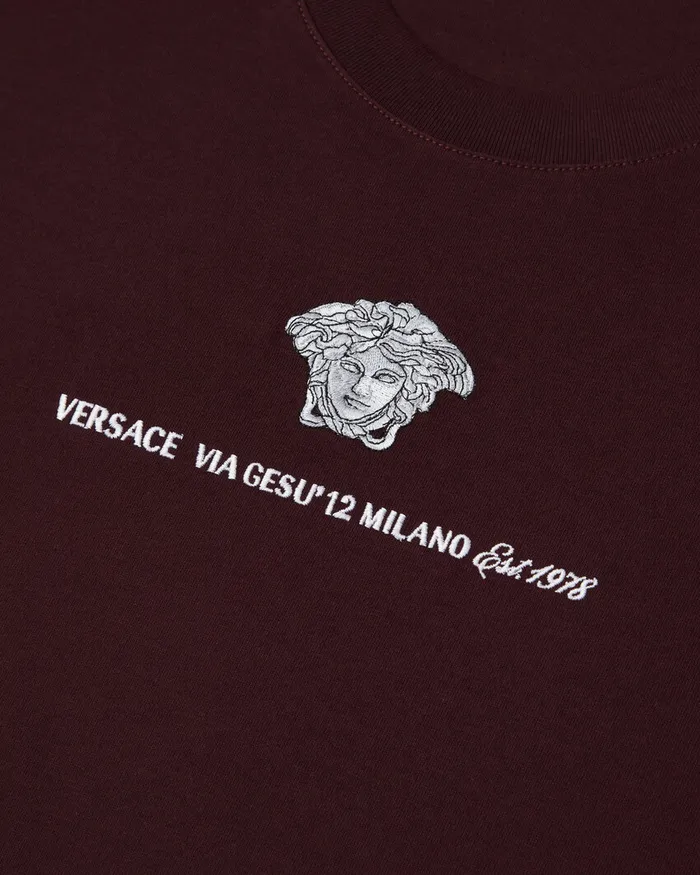Versace TShirts and Polos Men Embroidered Medusa Milano TShirt Brown