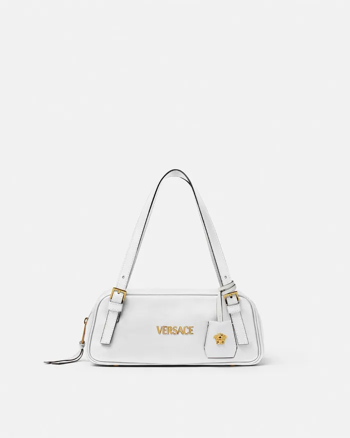 Versace Top Handle Women Tag Bowling Shoulder Bag White