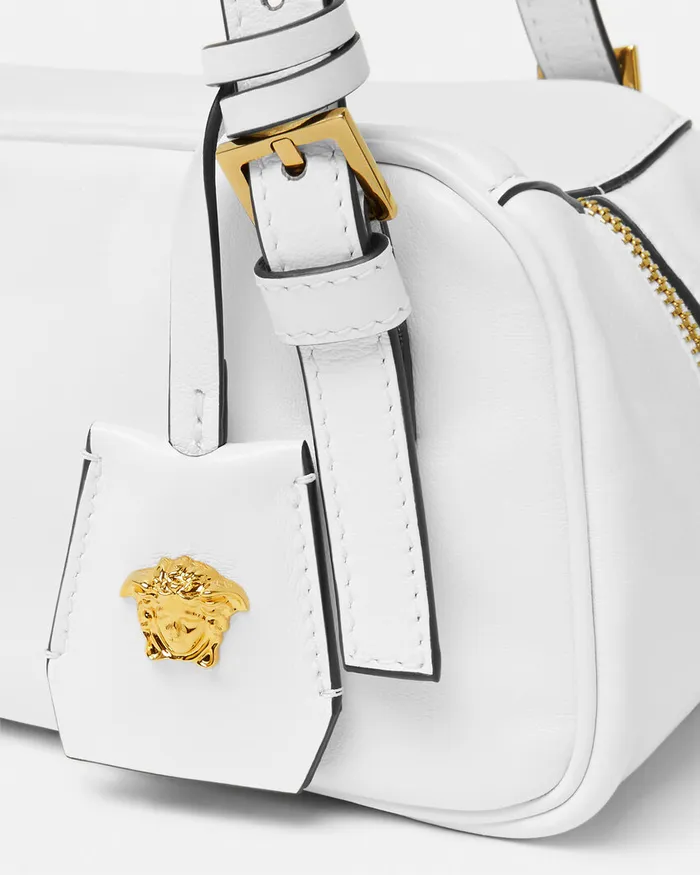 Versace Top Handle Women Tag Bowling Shoulder Bag White