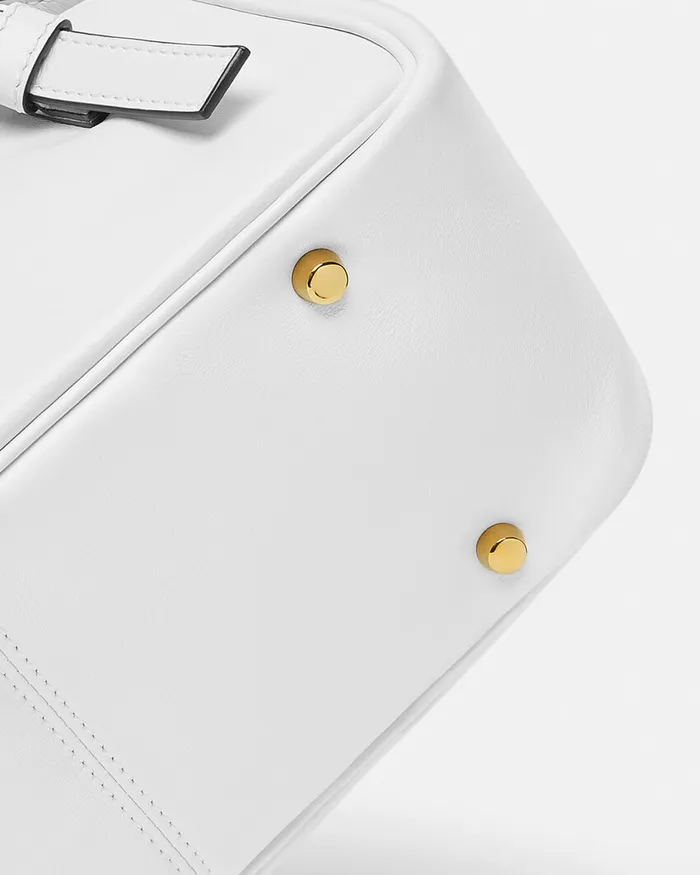 Versace Top Handle Women Tag Bowling Shoulder Bag White
