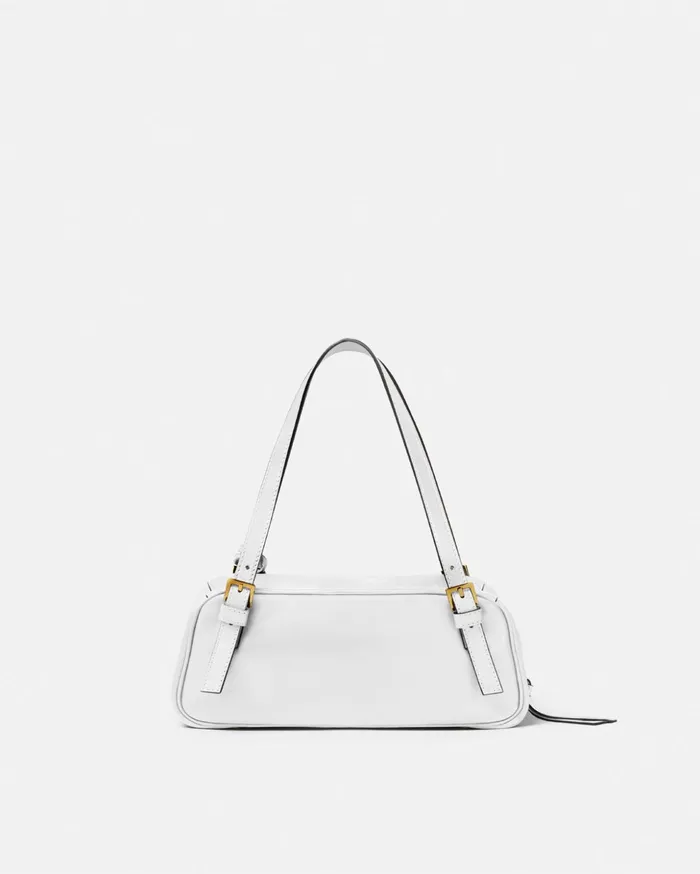 Versace Top Handle Women Tag Bowling Shoulder Bag White