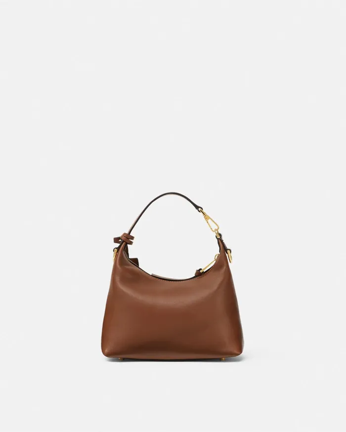 Versace Top Handle Women Tag Hobo Handbag Brown