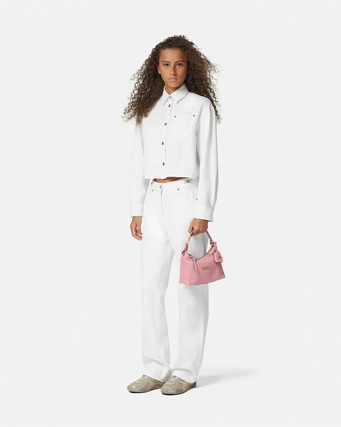 Versace Top Handle Women Tag Hobo Handbag Pink