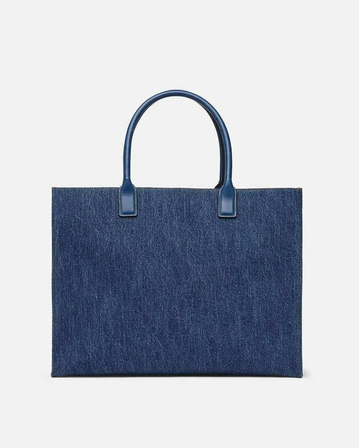 Versace Totes Women La Medusa Denim Large Tote Bag Blue