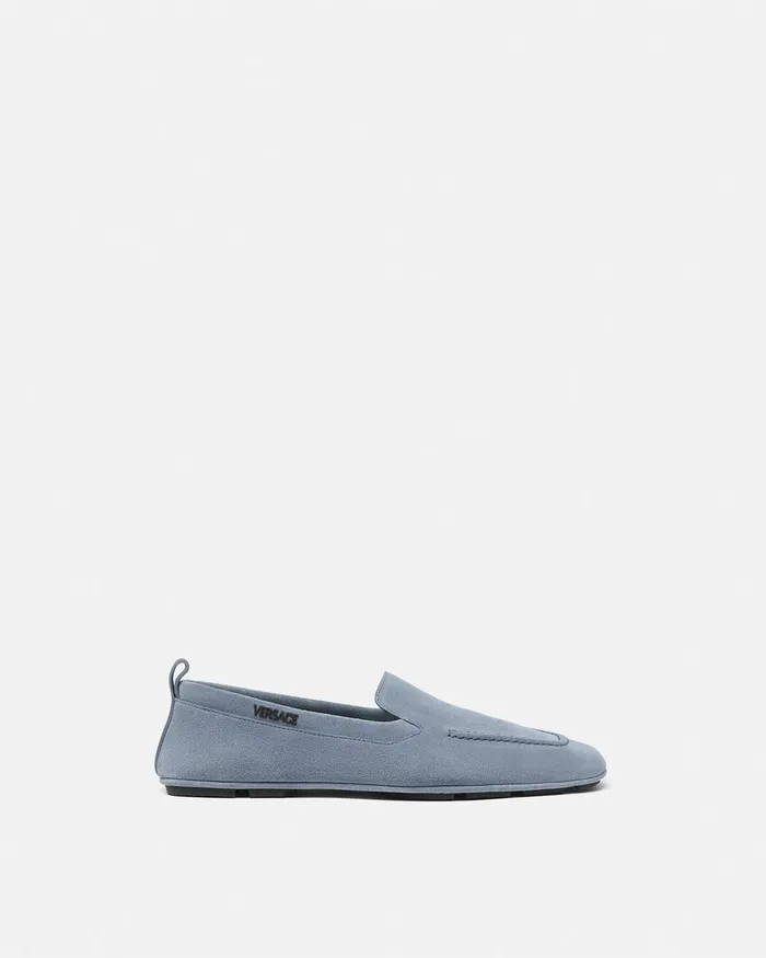 Versace Villa Men Villa Suede Driver Shoes Light Blue