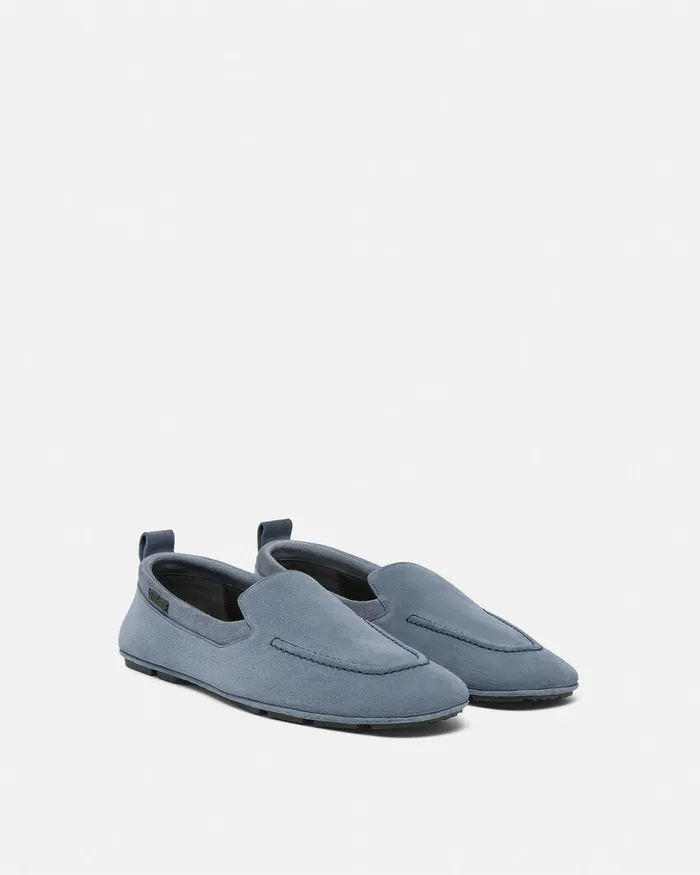 Versace Villa Men Villa Suede Driver Shoes Light Blue