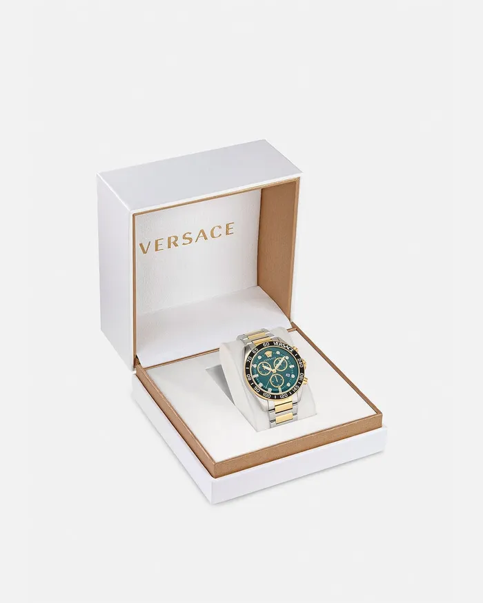 Versace Watches Men Greca Dome Chrono Watch Green