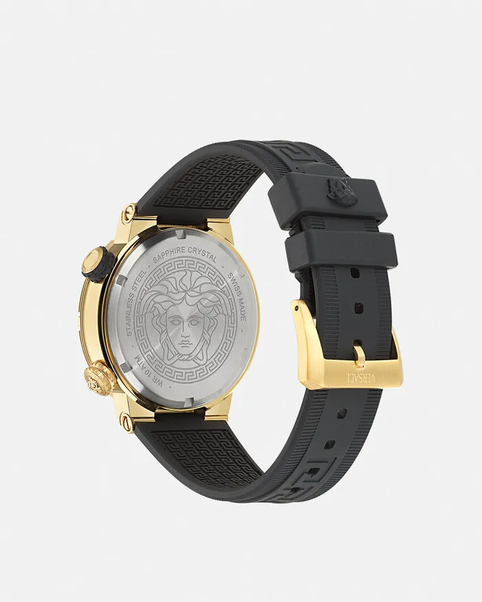 Versace Watches Men Greca Logo Diver Watch Blackgold