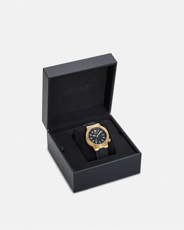 Versace Watches Men Greca Logo Diver Watch Blackgold
