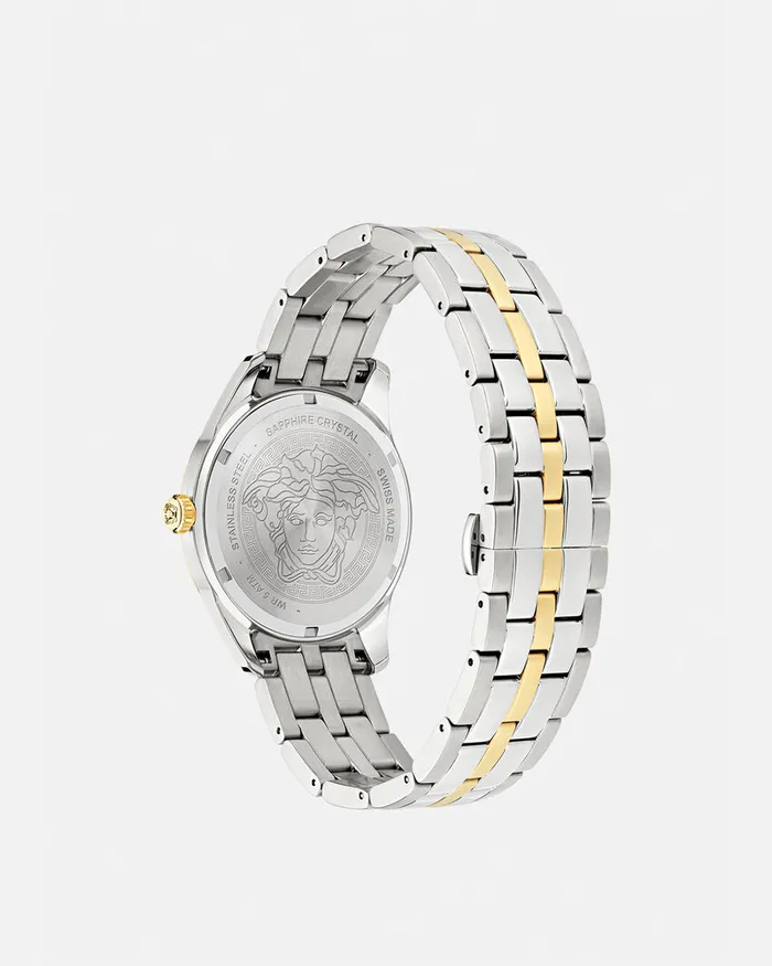 Versace Watches Men Greca Time Gmt Watch Silvergold