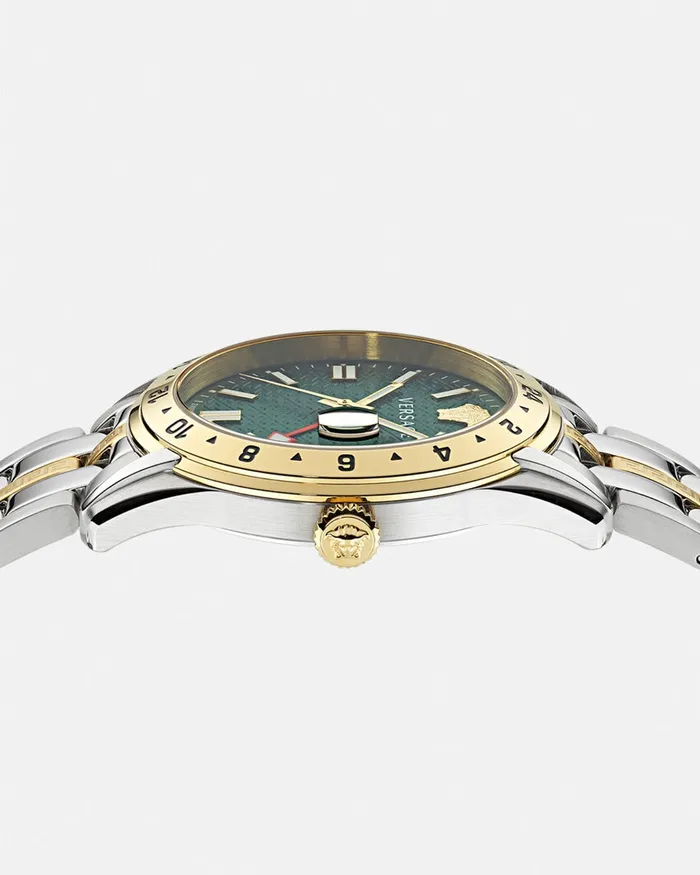 Versace Watches Men Greca Time Gmt Watch Silvergold