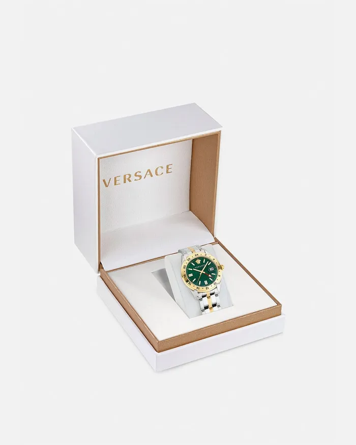 Versace Watches Men Greca Time Gmt Watch Silvergold