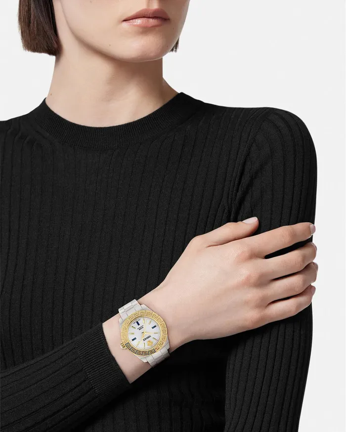 Versace Watches Women Dv One Automatic Diamond Watch White