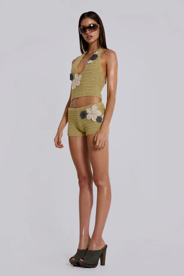Vine Crochet Mini Shorts With Flower Detail Women Tops Jaded London