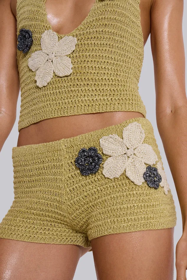 Vine Crochet Mini Shorts With Flower Detail Women Tops Jaded London