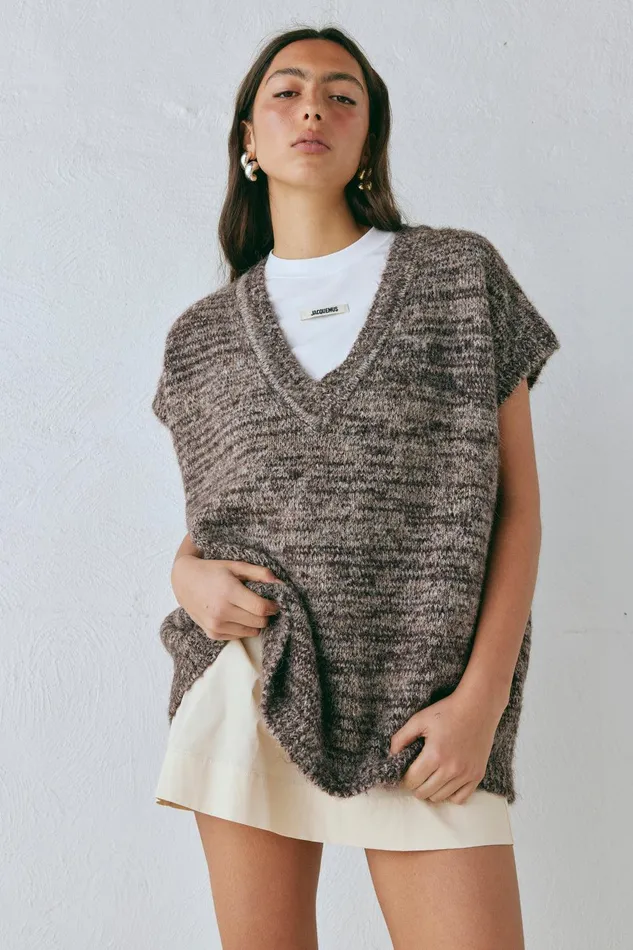 VRG GRL Anita Knit Tunic Vest Marle Women JumpersSweaters